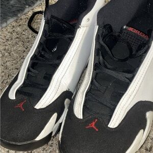 Jordan Black and White Sneakers with Red Accents 14s